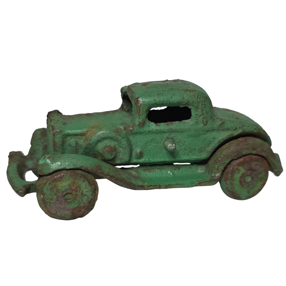 Unbranded Antique Take Apart Car Small Green Fair Cast Iron‎ Coupe